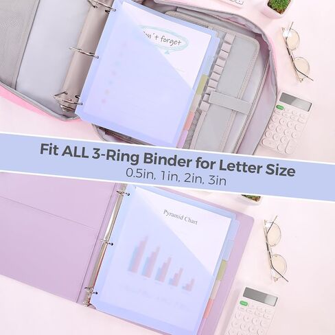 SKYDUE Binder Dividers with Tabs and Pockets, 6 Tab Dividers for 3 Ring Binder, Tear-Resistant Plastic Binder Tabs Dividers for School, Office, Home in Saudi Arabia