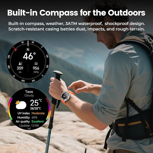 ساعة ذكية WalkerFit للرجال - الرد على المكالمات/الاتصال الهاتفي مع 110 طرازات رياضية، ساعة لياقة بدنية مقاومة للماء IP68 مع مراقب معدل ضربات القلب، ساعة ذكية Android متوافقة مع iPhone، شاشة AMOLED مقاس 1.43 بوصة، سوار فولاذي in Kuwait