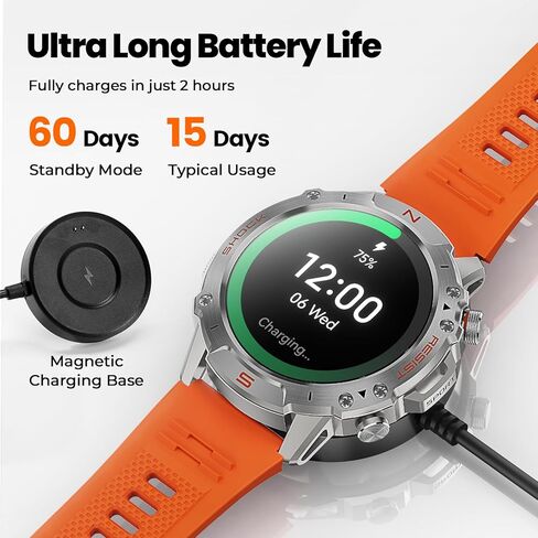 ساعة ذكية WalkerFit للرجال - الرد على المكالمات/الاتصال الهاتفي مع 110 طرازات رياضية، ساعة لياقة بدنية مقاومة للماء IP68 مع مراقب معدل ضربات القلب، ساعة ذكية Android متوافقة مع iPhone، شاشة AMOLED مقاس 1.43 بوصة، سوار فولاذي in Kuwait