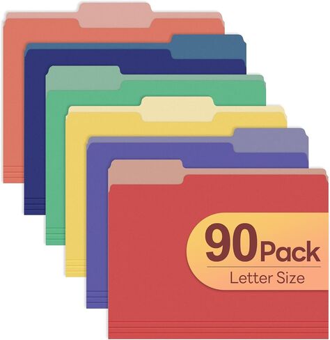 مجلدات ملفات ألوان PIASOENC مجموعة من 12 ، 1，3 CUT TAB ، مجلد حجم الحروف لملفات وثائق 8.5 × 11 ، و 6 ألوان ملف in Kuwait