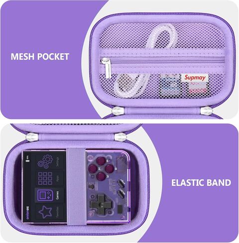 Supmay Carrying Case for Miyoo Mini Plus OnionOS Handheld Game Console, Retro Gaming Console Storage Holder Travel Bag with Mesh Pocket for USB-C Cable, TF-Card Reader, Instruction, Purple in Kuwait