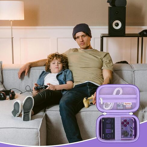Supmay Carrying Case for Miyoo Mini Plus OnionOS Handheld Game Console, Retro Gaming Console Storage Holder Travel Bag with Mesh Pocket for USB-C Cable, TF-Card Reader, Instruction, Purple in Kuwait