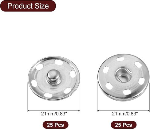 UXCELL 25 مجموعات أزرار SPACE SHIP ، 21 مم الصحافة أزرار السحابات SNAP METAL للملابس DIY الحرف اليدوية ، والفضة in Saudi Arabia