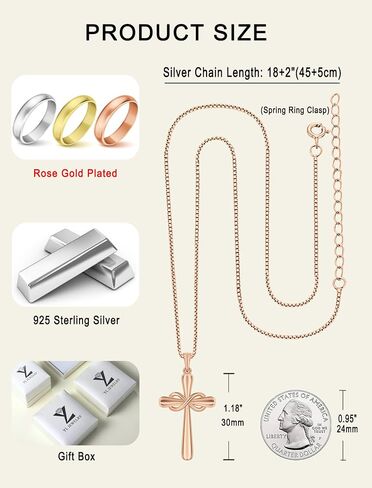 YL Cross Necklace 925 Sterling Silver Ankh Crucifix Pendant Infinity Criss Jewelry for Women in Saudi Arabia