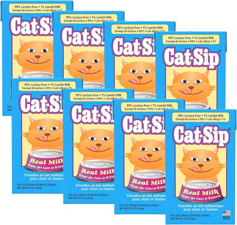 Petag Cat -Sip Treat Real Milk - 8 أونصة ، 8 عبوات - وجبة خفيفة جاهزة للقطط والقطط - من السهل الهضم مع حليب العيون والقلب بنسبة 99 ٪ in Saudi Arabia
