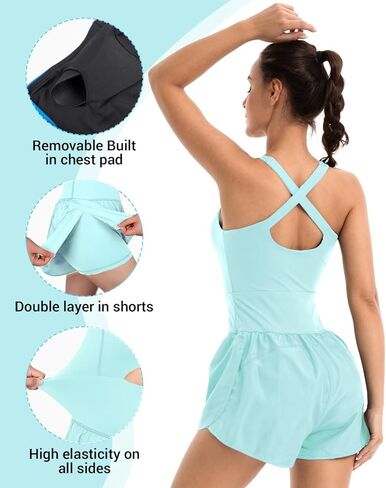 Workout Onesie Romper Jumpsuits for Women, Sleamless Athletic Gym Yoga Work Out Bodycon One Piece Jumpsuit in Kuwait