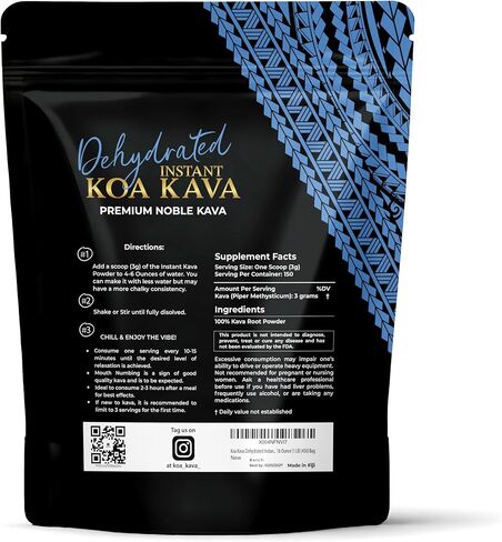 Koa Kava Dehydrated Instant Kava - 100% Dehydrated Instant Green Fijian Kava Root Powder, 8 oz (226g) Bag in Saudi Arabia