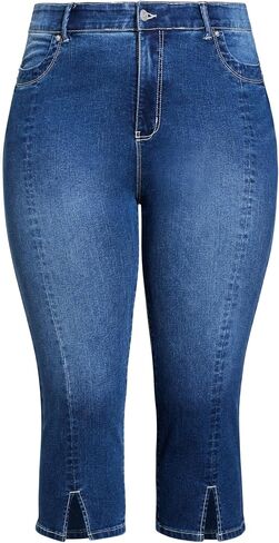 Avenue Women's Plus Size Denim Capri Slit in Saudi Arabia