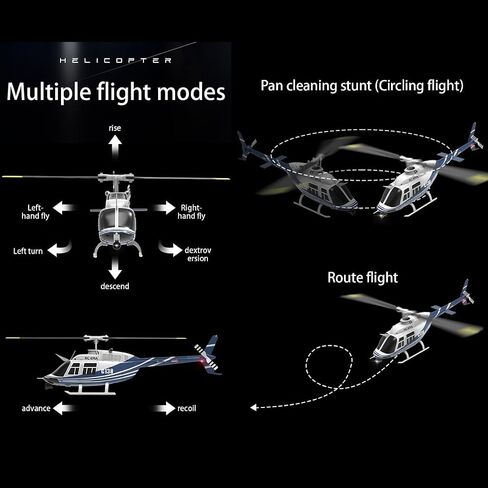 RC ERA C138 1/30 Scale 206 Helicopter for Adult, 2.4G 6CH No Aileron Helicopter with Altitude Hold and Optical Flow Positioning, 4 Batteries (RTF Version/Red&Black&White) in Saudi Arabia