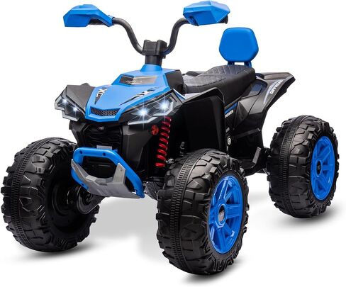 Kids ATV 4 Wheeler Ride on Eletric Motorcycle, 24V Battery Powered, KidsElectric Toy Car, with High&Low Speed, Music, Led Lights, Ride On Car for 3-8 Kids,Blue in Saudi Arabia