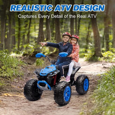 Kids ATV 4 Wheeler Ride on Eletric Motorcycle, 24V Battery Powered, KidsElectric Toy Car, with High&Low Speed, Music, Led Lights, Ride On Car for 3-8 Kids,Blue in Saudi Arabia