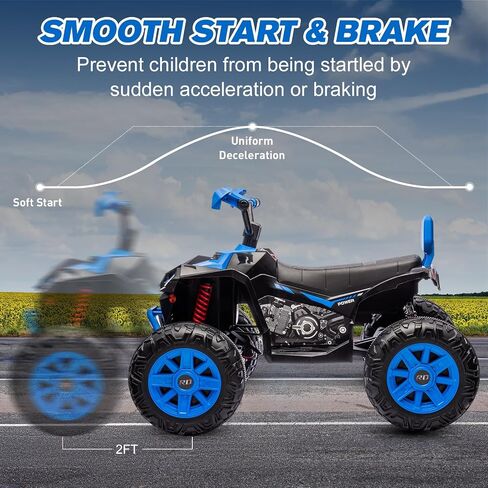 Kids ATV 4 Wheeler Ride on Eletric Motorcycle, 24V Battery Powered, KidsElectric Toy Car, with High&Low Speed, Music, Led Lights, Ride On Car for 3-8 Kids,Blue in Saudi Arabia