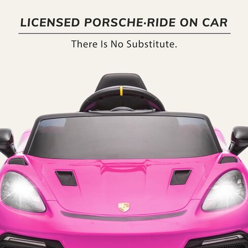 Licensed Porsche 718 12v Kids Electric Ride On Car with Parent Remote Control,Adjustable 2-5 Mph,LED Front&Tail Lights,Bluetooth Music Player,Soft Slow Start,Spring Suspension (Pink) in Saudi Arabia
