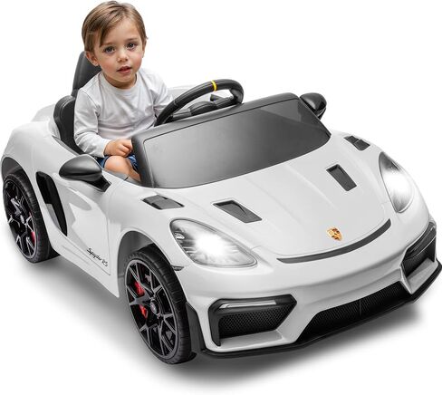 Licensed Porsche 718 12v Kids Electric Ride On Car with Parent Remote Control,Adjustable 2-5 Mph,LED Front&Tail Lights,Bluetooth Music Player,Soft Slow Start,Spring Suspension (Pink) in Saudi Arabia