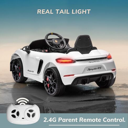 Licensed Porsche 718 12v Kids Electric Ride On Car with Parent Remote Control,Adjustable 2-5 Mph,LED Front&Tail Lights,Bluetooth Music Player,Soft Slow Start,Spring Suspension (Pink) in Saudi Arabia