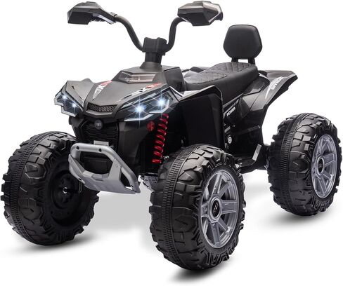 Kids ATV 4 Wheeler Ride on Eletric Motorcycle ، سيارة ألعاب كهروضوئية مدتها 24 فولت ، مع سرعة عالية ومنخفضة ، موسيقى LED ، ركوب السيارة مقابل 3-8 أطفال ، أزرق ، in Kuwait