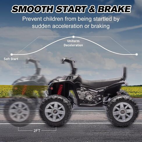Kids ATV 4 Wheeler Ride on Eletric Motorcycle ، سيارة ألعاب كهروضوئية مدتها 24 فولت ، مع سرعة عالية ومنخفضة ، موسيقى LED ، ركوب السيارة مقابل 3-8 أطفال ، أزرق ، in Kuwait