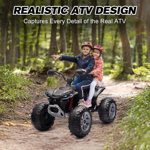 Kids ATV 4 Wheeler Ride on Eletric Motorcycle ، سيارة ألعاب كهروضوئية مدتها 24 فولت ، مع سرعة عالية ومنخفضة ، موسيقى LED ، ركوب السيارة مقابل 3-8 أطفال ، أزرق ، in Kuwait