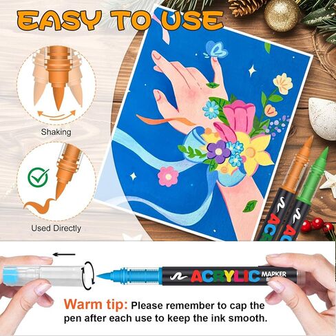 240 Acrylic Paint Markers, Soft Brush Tip Acrylic Markers for Rock Painting, Wood, Stone, Glass, Canvas, Fabric, Ceramic - Brush Tip Water Based Acrylic Markers Pens in Saudi Arabia