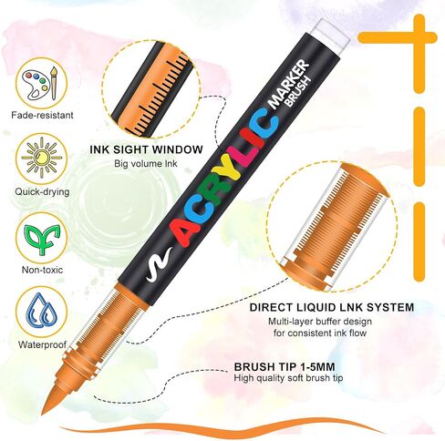 240 Acrylic Paint Markers, Soft Brush Tip Acrylic Markers for Rock Painting, Wood, Stone, Glass, Canvas, Fabric, Ceramic - Brush Tip Water Based Acrylic Markers Pens in Saudi Arabia
