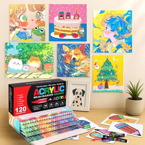 240 Acrylic Paint Markers, Soft Brush Tip Acrylic Markers for Rock Painting, Wood, Stone, Glass, Canvas, Fabric, Ceramic - Brush Tip Water Based Acrylic Markers Pens in Saudi Arabia
