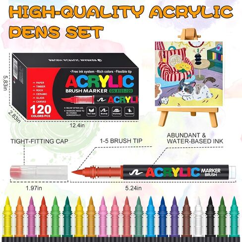 240 Acrylic Paint Markers, Soft Brush Tip Acrylic Markers for Rock Painting, Wood, Stone, Glass, Canvas, Fabric, Ceramic - Brush Tip Water Based Acrylic Markers Pens in Saudi Arabia