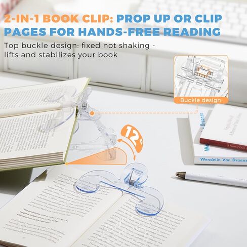 ZZWS Book Page Absolds for Reading ، Clip Book Clip الشفافة - مرجعية للكتاب 12 درجة ، إكسسوارات القراءة مريحة لتدريس وإصلاح المخطوطات ، مناسبة لكاتب المعلم الأزرق in Kuwait