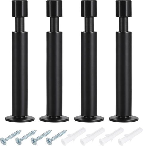 uxcell Door Stopper, 4Pcs Door Stoppers Bumper Wall Protector with Soft Rubber Tips Aluminum Alloy 4.3inch, Black in Saudi Arabia