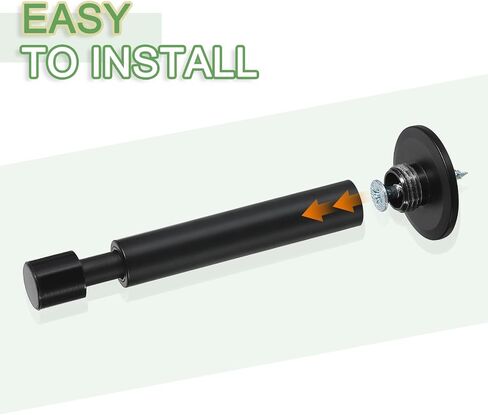 uxcell Door Stopper, 4Pcs Door Stoppers Bumper Wall Protector with Soft Rubber Tips Aluminum Alloy 4.3inch, Black in Saudi Arabia