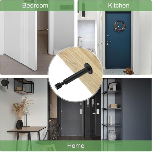 uxcell Door Stopper, 4Pcs Door Stoppers Bumper Wall Protector with Soft Rubber Tips Aluminum Alloy 4.3inch, Black in Saudi Arabia