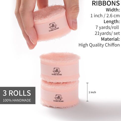 Doris Home Dusty Blue Chiffon Ribbon لباقة الزهور ، شريط النسيج 1 "x21YD للاختلاف الهدايا ، الشريط المصنوع يدويًا لدعوات الزفاف/زينة عيد الميلاد in Kuwait