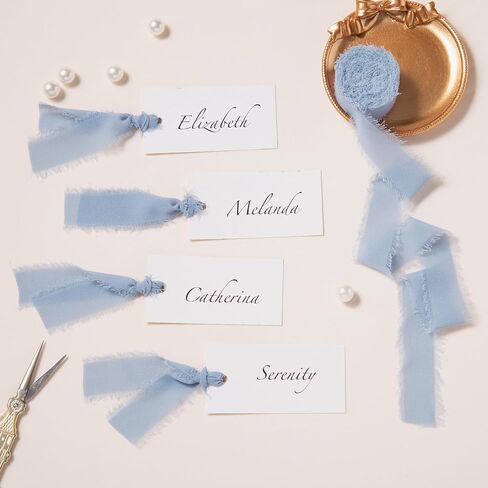 Doris Home Dusty Blue Chiffon Ribbon لباقة الزهور ، شريط النسيج 1 "x21YD للاختلاف الهدايا ، الشريط المصنوع يدويًا لدعوات الزفاف/زينة عيد الميلاد in Kuwait