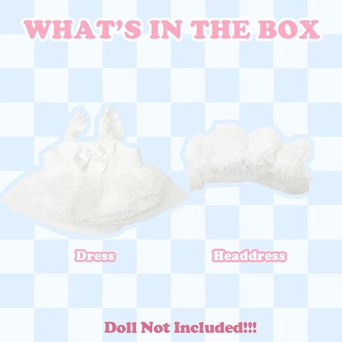 ملابس متوافقة مع دمية Labubu ، مجموعة ملابس Labubu - فستان وردي + عقال القوس + حقيبة كتف بيضاء لدمع لابوبو ، إكسسوارات أنيقة لدمية لابو 17 سم ، لا دمية (حلم كاميليا الوردي) in Kuwait