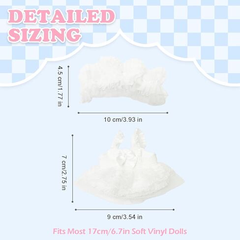 ملابس متوافقة مع دمية Labubu ، مجموعة ملابس Labubu - فستان وردي + عقال القوس + حقيبة كتف بيضاء لدمع لابوبو ، إكسسوارات أنيقة لدمية لابو 17 سم ، لا دمية (حلم كاميليا الوردي) in Kuwait