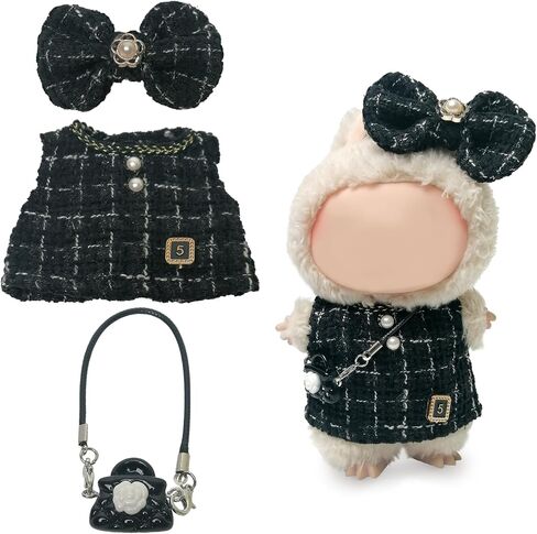 Clothes Compatible with Labubu Doll,Labubu Outfit Set - Pink Dress + Bow Headband + White Shoulder Bag for Labubu Dolls, Stylish Accessories for 17cm Labubu Doll, No Doll(Pink Camellia Dream) in Saudi Arabia