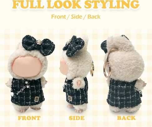 Clothes Compatible with Labubu Doll,Labubu Outfit Set - Pink Dress + Bow Headband + White Shoulder Bag for Labubu Dolls, Stylish Accessories for 17cm Labubu Doll, No Doll(Pink Camellia Dream) in Saudi Arabia