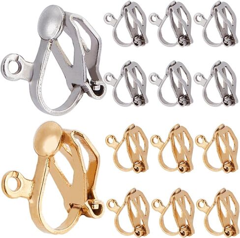 1 Box 80Pcs Real 18K Gold Plated Clip-on Earring Converter Clip Earrings Findings Stainless Steel Earring Clips with Loops Non Pierced Clip on Earring Converter for Jewelry Making Supplies in Saudi Arabia
