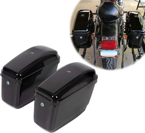 KUAFU Universal Motorcycle Hard Saddlebag Trunk W/Lights W/Locks Compatible with Honda Yamaha Harley Suzuki Kawasaki Motorcycle in Saudi Arabia