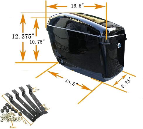 KUAFU Universal Motorcycle Hard Saddlebag Trunk W/Lights W/Locks Compatible with Honda Yamaha Harley Suzuki Kawasaki Motorcycle in Saudi Arabia