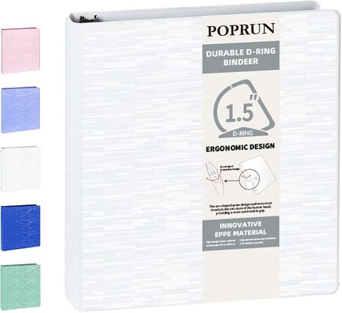 POPRUN 3 D-Ring Binder 1 Inch, PVC-Free, Holds 225 Sheets of 8.5 x 11 Paper, Extra Durable Organizer with 2 Pockets for School & Office, Heavy-Duty, 1 Pack, Cornflower Purple in Kuwait