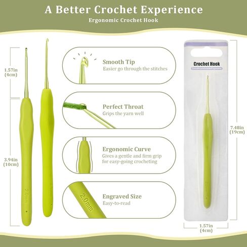 خطافات كروشيه مريحة 8 ملم مع مقبض قبضة الراحة لتخفيف التهاب المفاصل وتخفيف آلام اليد-إبر كروشيه سهلة الاستخدام للمبتدئين ، وكبار السن ، ومحدودة حرارة التنقل (خطاف الكروشيه 8 مم) in Kuwait