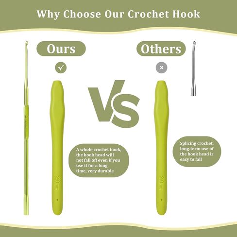 خطافات كروشيه مريحة 8 ملم مع مقبض قبضة الراحة لتخفيف التهاب المفاصل وتخفيف آلام اليد-إبر كروشيه سهلة الاستخدام للمبتدئين ، وكبار السن ، ومحدودة حرارة التنقل (خطاف الكروشيه 8 مم) in Kuwait