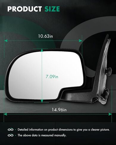 SCITOO Driver Left Door Mirror for 1999-2006 for Chevy Silverado Suburban Tahoe for GMC Sierra Yukon Manual Adjusted Folding Side Mirror (1999-2000 New Body Style 2007 Classic) in Kuwait