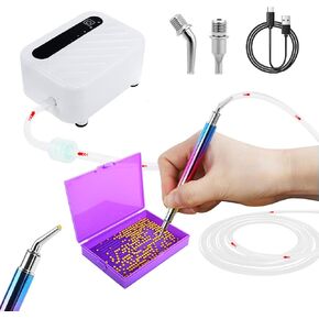 Electric Diamond Painting Pen, Vacuum Diamond Art Pen with Storage Tray, Diamond Art Accessories Pens Without Wax, Quiet and Long-Lasting for DIY 5D Diamond Art, Jewelry Craft