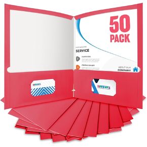 BIBRADAA® 50 Packs Red File Folders,Paper Folder Surface with Waterproofing,Letter Size,Holds 100 Plus Sheets,for School,Office,Business. (50, Red)