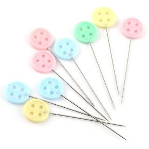 EVGATSAUTO 100pcs Sewing Pins DIY Quilting Tool Patchwork Pins in Multiple Styles with Plastic Box for DIY Sewing Needles with Flower 1 Flower 2 Bow Tie and Button Style (Flower 2)