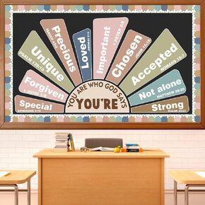 Christian Bulletin Board Decorations Inspirational Bulletin Board Set Motivational Paper Cutouts Boho God Says You are Religious for Classroom Sunday School Home Church Supplies