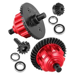 RC 37T/13T Front&Rear Differential Upgrades Part for 1/10 Wide Maxx/Maxx Slash Series RC Car,Steel Diff Gear Hops up,Red