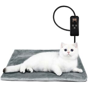 Niubya Pet Heating Pad for Dogs and Cats, Adjustable Temperature and Waterproof Pet Heated Mat with Timer, Electric Heating Pet Bed with Chew Resistant Cord and Soft Washable Cover
