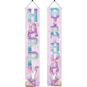 2 Pcs Colorful Happy Birthday Door Banner Happy Birthday Porch Banner Sign Birthday Party Decor Birthday Hanging Decoration for Girls Boys Party Supplies
